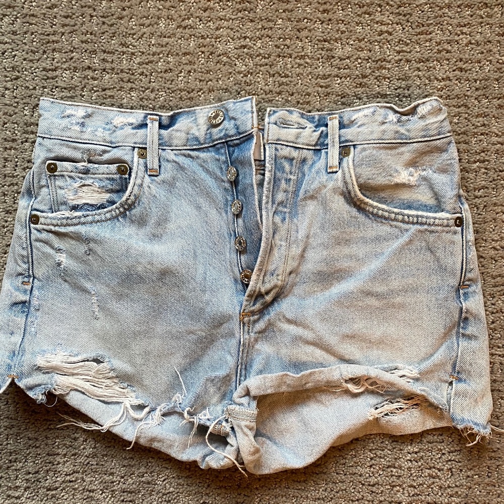 Agolde Light Blue Jean Shorts